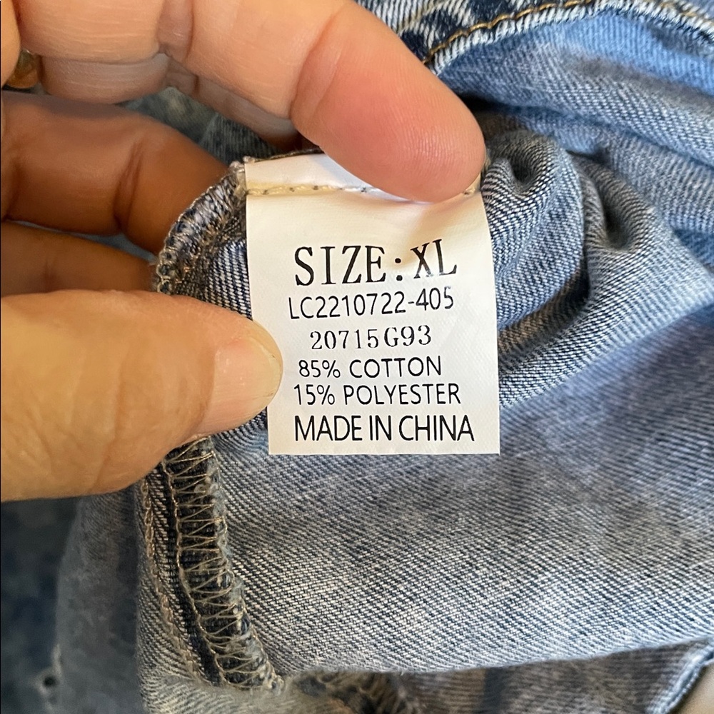 Women’s XL short-cuffed sleeve, button-down, tiered denim midi dress acid washed - Picture 4 of 10